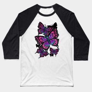 Butterfly Skulls Baseball T-Shirt